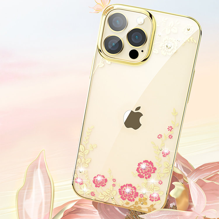 

Чехол PQY Flora для iPhone 13 Pro Max Розовое золото Kingxbar IP 13 6.7