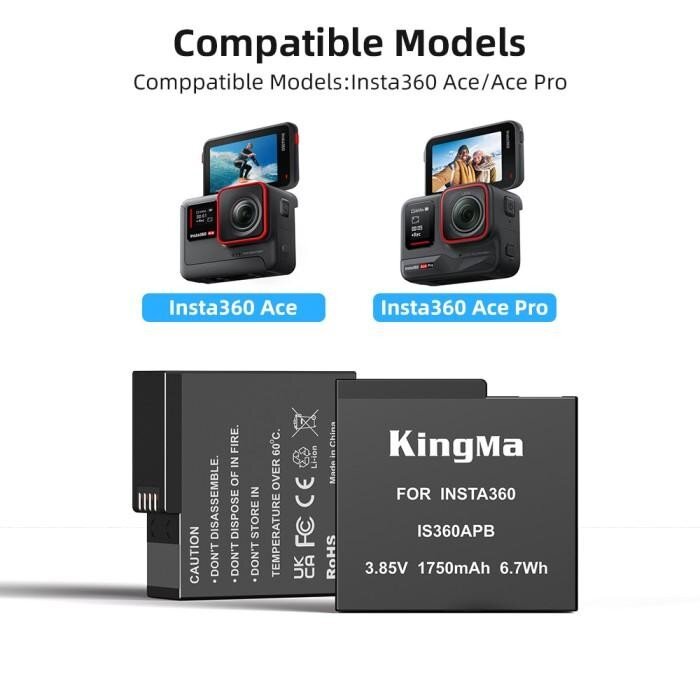 

Аккумулятор KingMa для Insta360 Ace/Ace Pro 1750mAh IS360APB