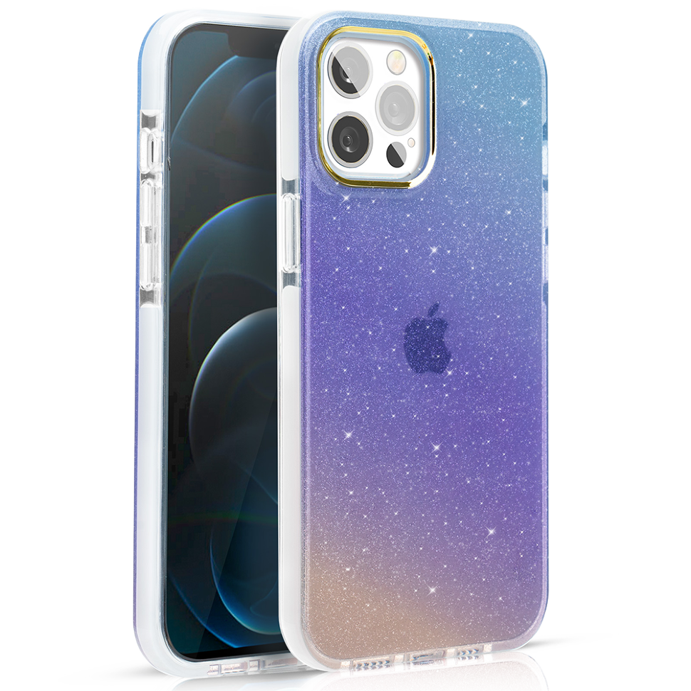 Чехол PQY Ombre для iPhone 12 Pro Max Синий и Фиолетовый 