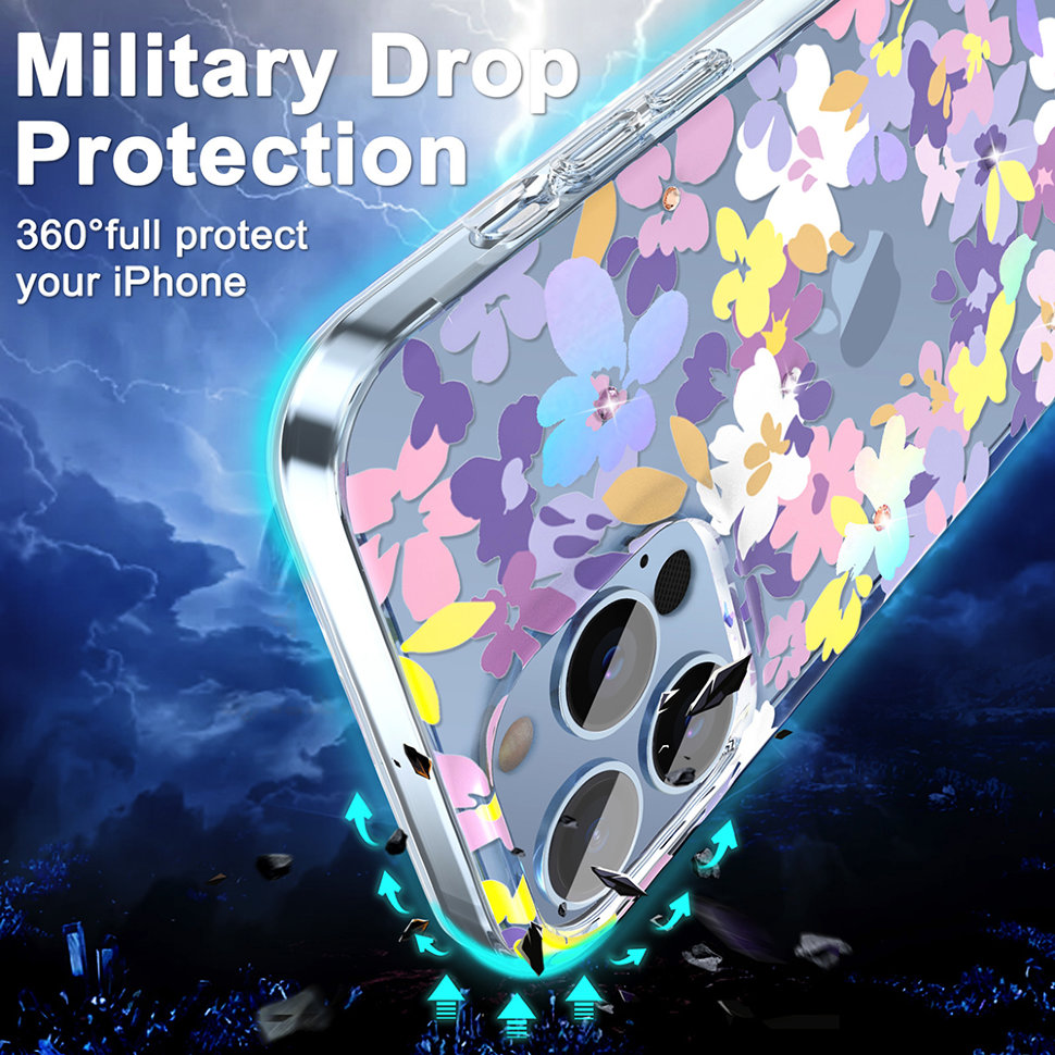 

Чехол PQY Brilliant для iPhone 13 Pro Фиолетовый Kingxbar IP 13 6.1+