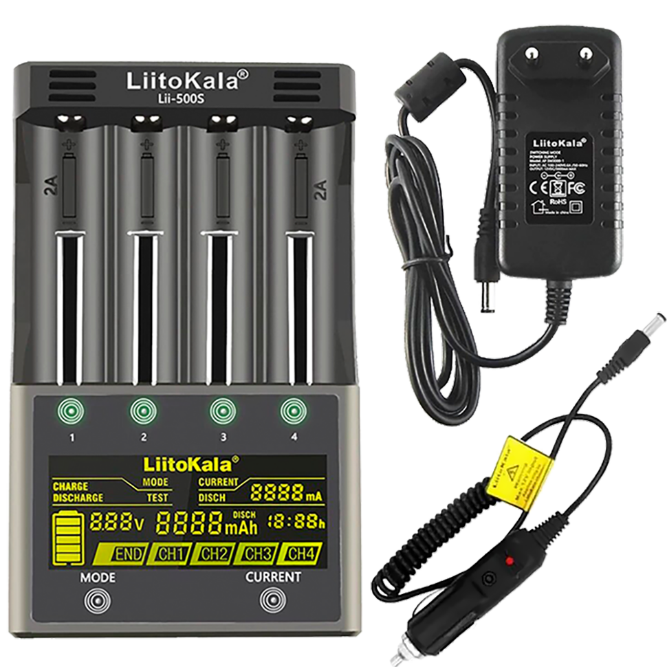 Зарядное устройство LiitoKala Lii-500S LCD + Car Чёрное 