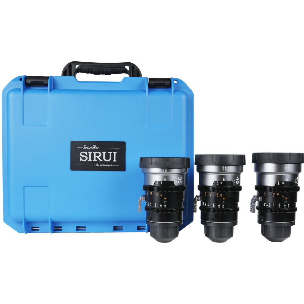Комплект объективов Sirui IronStar 35/45/60mm T1.9 Anamorphic Cine 1.5X Neutral Flare EF/PL-mount IRON-3S-N+292A