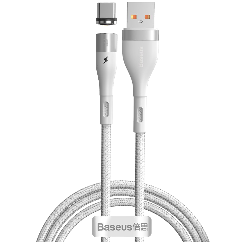 Кабель Baseus Zinc Magnetic USB - Type-C 3A 1м Белый 