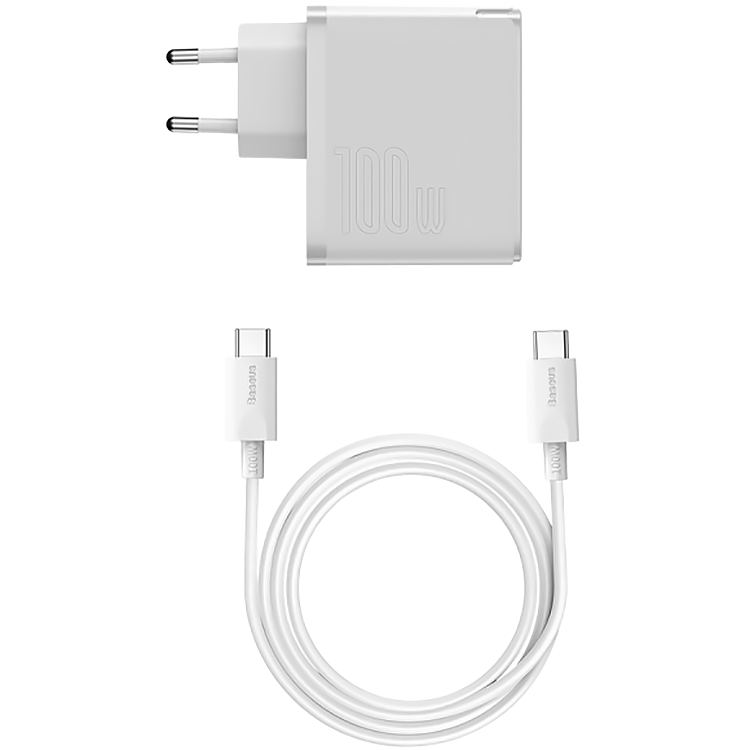 Сетевой адаптер Baseus GaN2 1C 100W + кабель Type-C Белый 