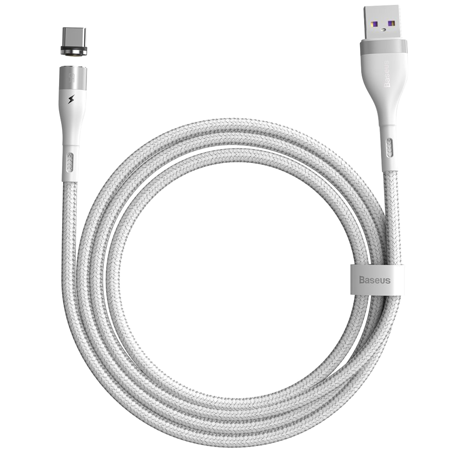 Кабель Baseus Zinc Magnetic USB - Type-C 5A 1м Белый 