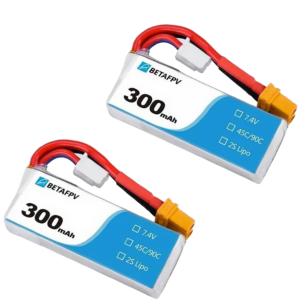 Комплект аккумуляторов BETAFPV 2S 45C/90C 7.4V XT30 300mAh (2шт) 