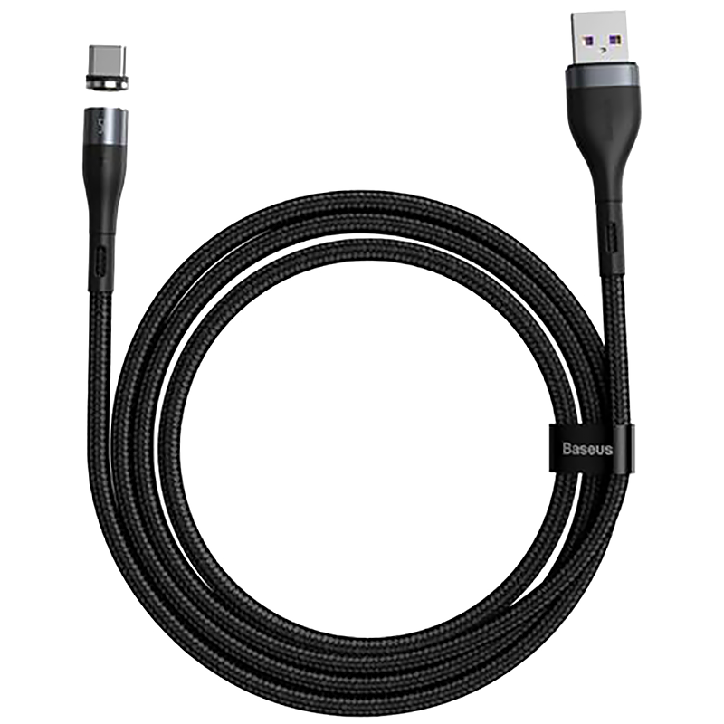 Кабель Baseus Zinc Magnetic USB - Type-C 5A 1м Серый+Черный 