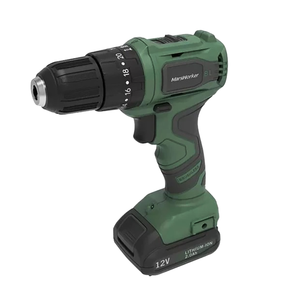 Аккумуляторная ударная дрель-шуруповерт MarsWorker 12V Lithium Impact Drill Зелёная 