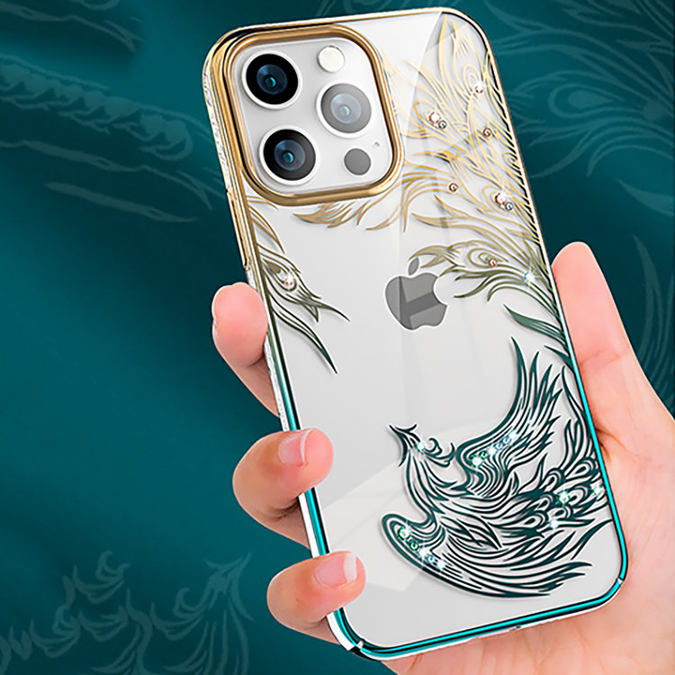 

Чехол PQY Phoenix для iPhone 13 Pro Flying Золото/Зелёный Kingxbar IP 13 6.1+