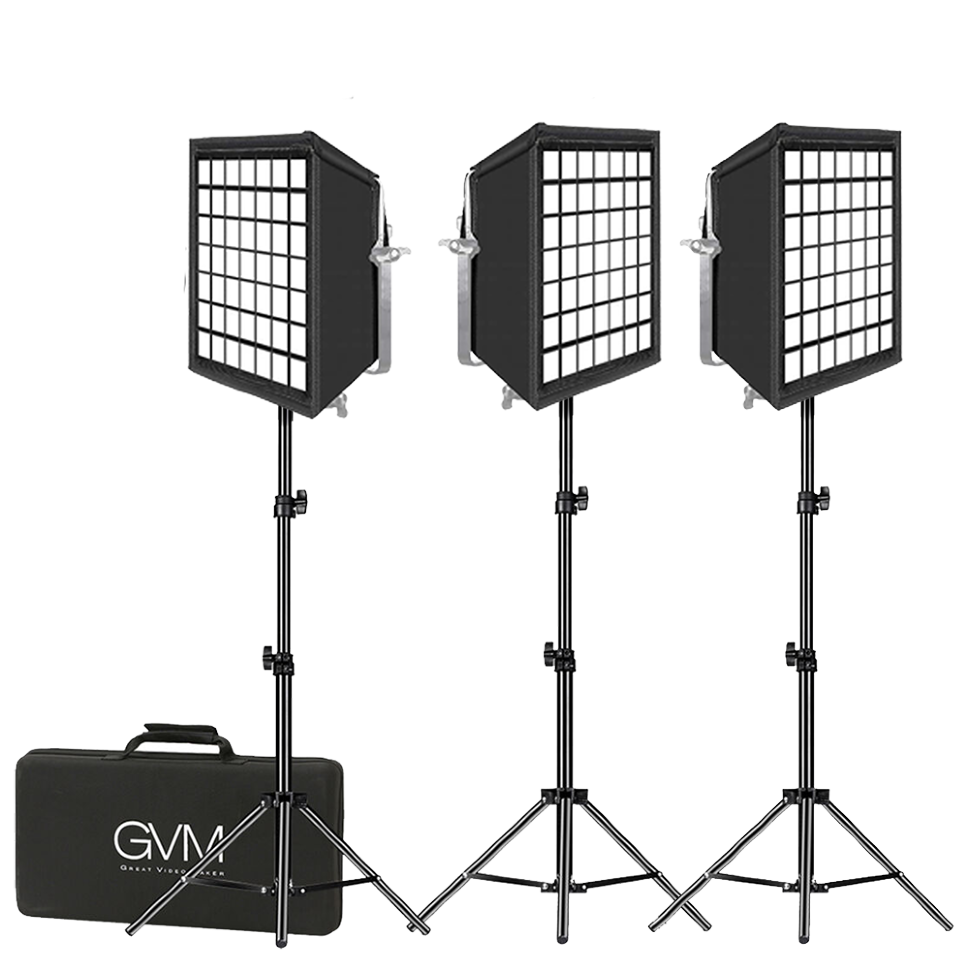 Комплект осветителей GVM 800D-RGB (3шт + софтбоксы) 