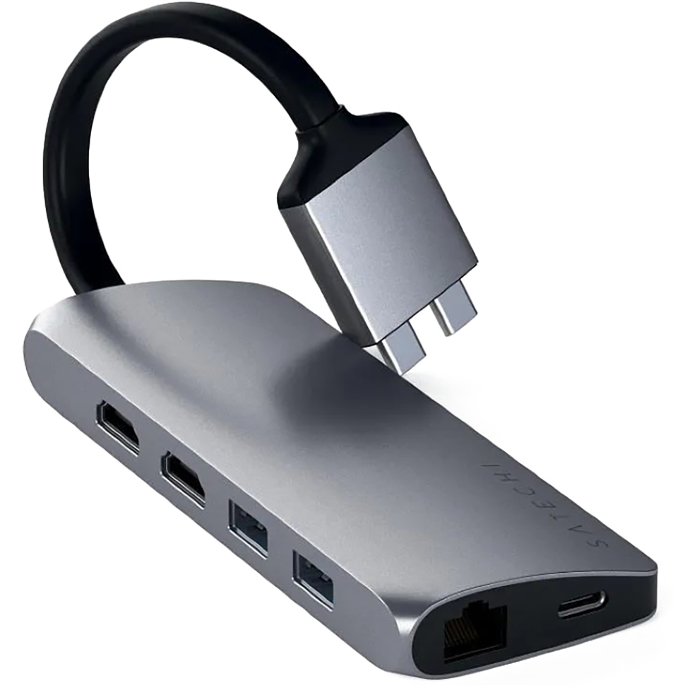 Хаб Satechi Type-C Dual Multimedia Adapter для Macbook Серый 