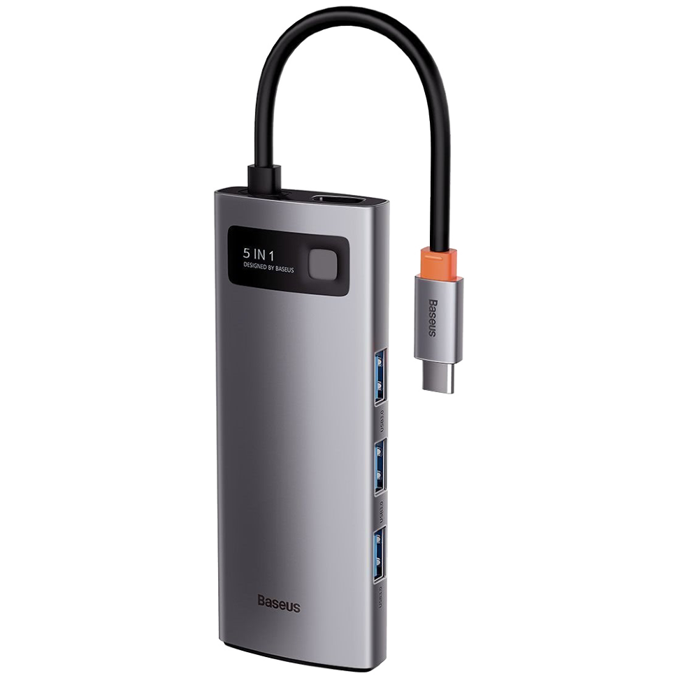 Хаб Baseus Metal Gleam 5-in-1 Серый 