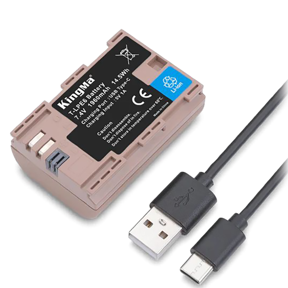Аккумулятор Kingma LP-E6 1960mAh Type-C 