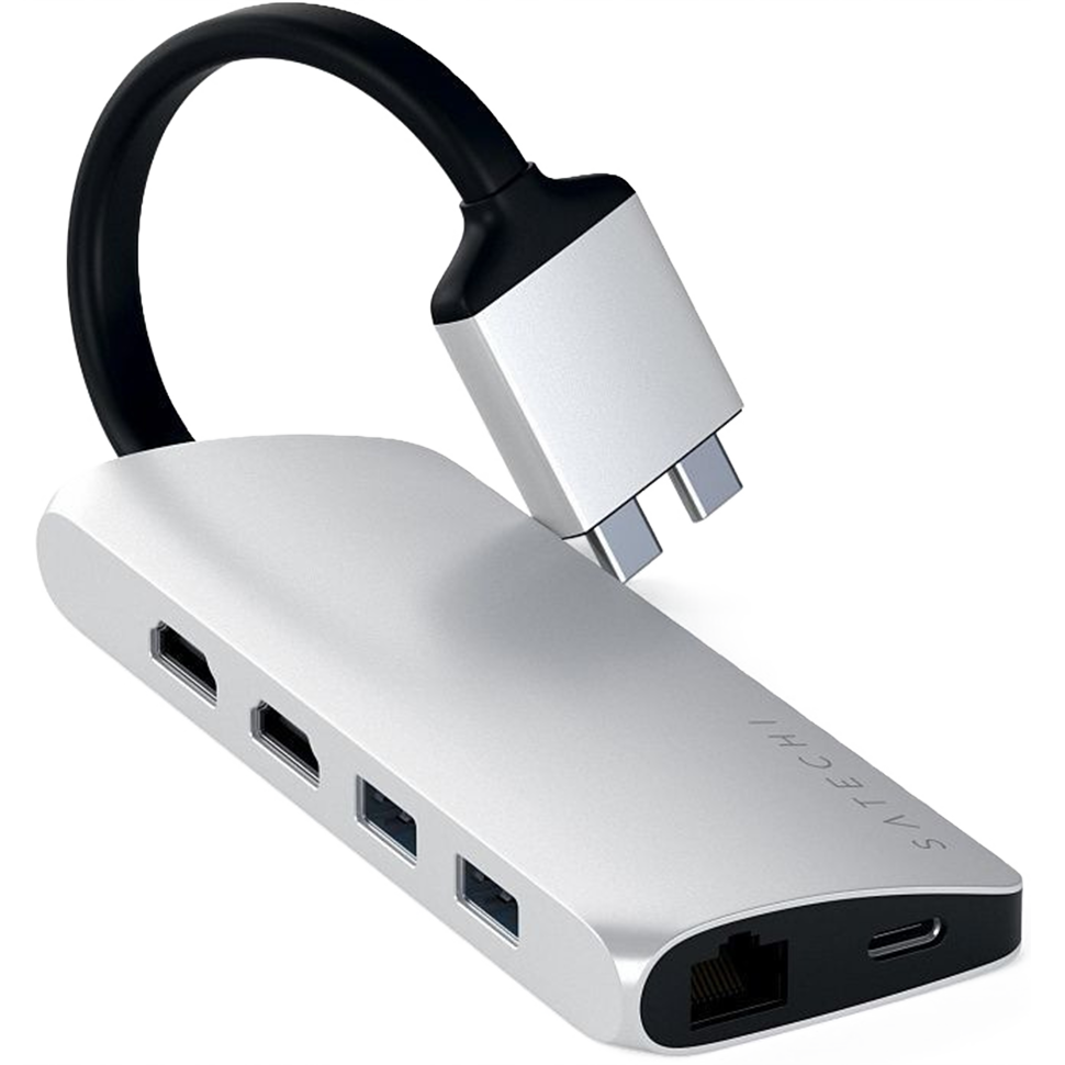 Хаб Satechi Type-C Dual Multimedia Adapter для Macbook Серебро 