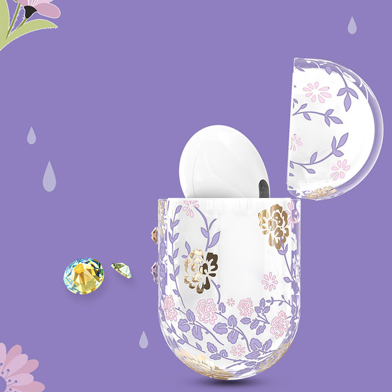 Чехол PQY Flora для Apple AirPods Pro Фиолетовый Kingxbar Flora Series Airpods Pro Case-Purple