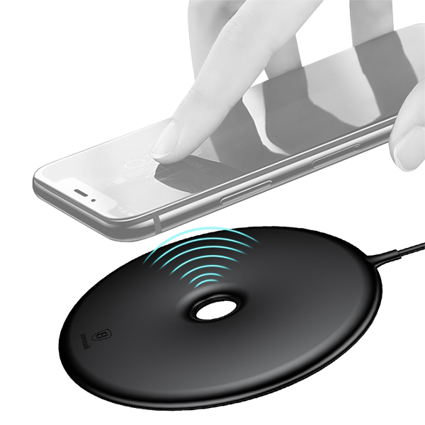 Быстрая беспроводная зарядка Baseus Donut Wireless Charger 15W Черная 