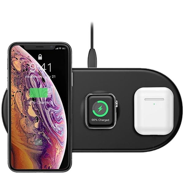 Беспроводная зарядка Baseus Smart 3in1 Phone+Watch+Pods (18W MAX) Чёрная 