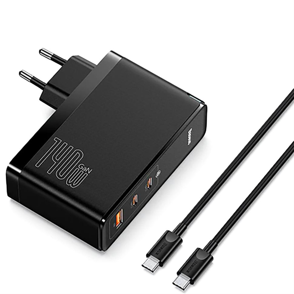 Сетевой адаптер Baseus GaN5 Pro 140W Чёрный (+кабель Type-C 1м) 