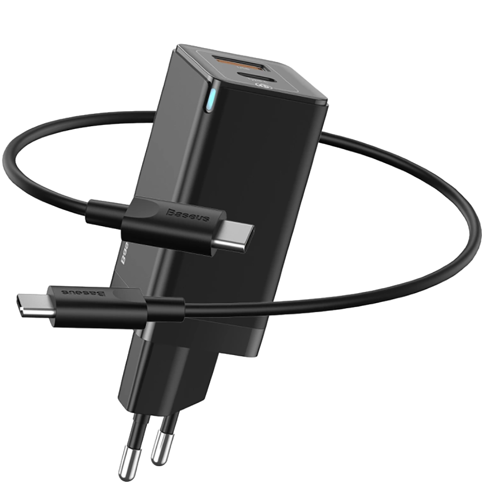 Сетевой адаптер Baseus GaN Mini 45W Чёрный (+кабель Type-C) 