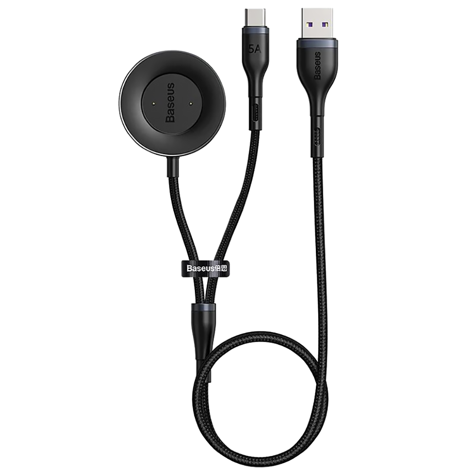 Док станция Baseus Cafule One-for-two для умных часов Huawei 1.5м Серый + черный 