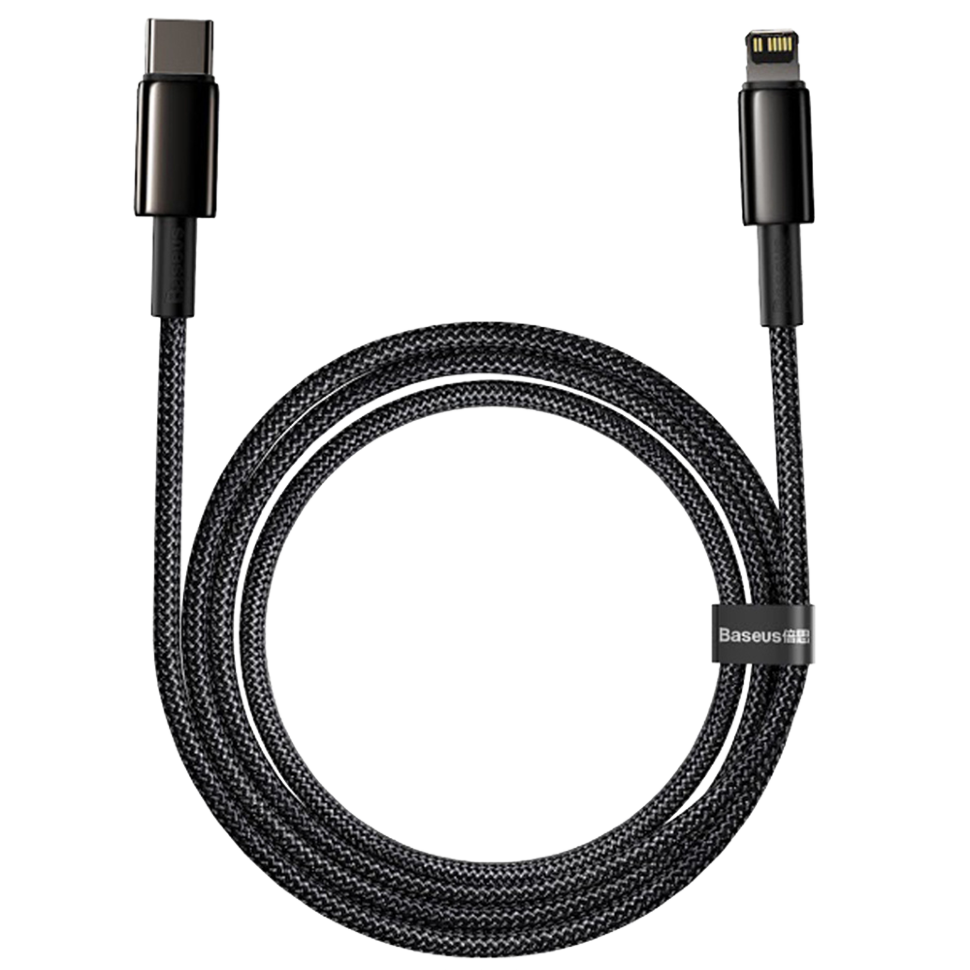 Кабель Baseus Tungsten Gold Type-C - Lightning 20W 2м Чёрный 