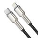 Кабель Baseus Cafule Metal Type-C - Lightning PD 20W 0.25м Чёрный - Изображение 175462