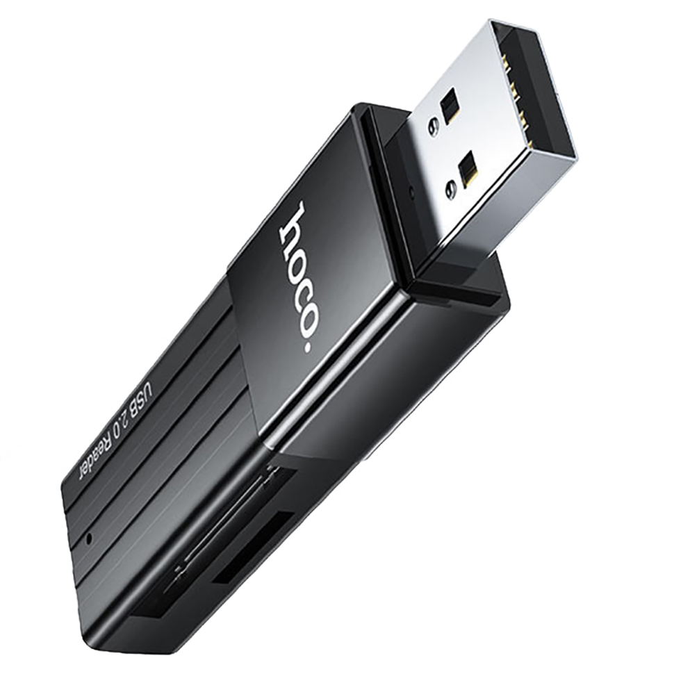 Картридер HOCO HB20 Mindful USB 2.0 SD/microSD Чёрный 