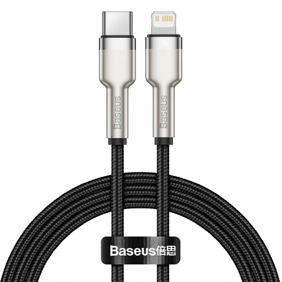 Кабель Baseus Cafule Metal Type-C - Lightning PD 20W 1м Чёрный 