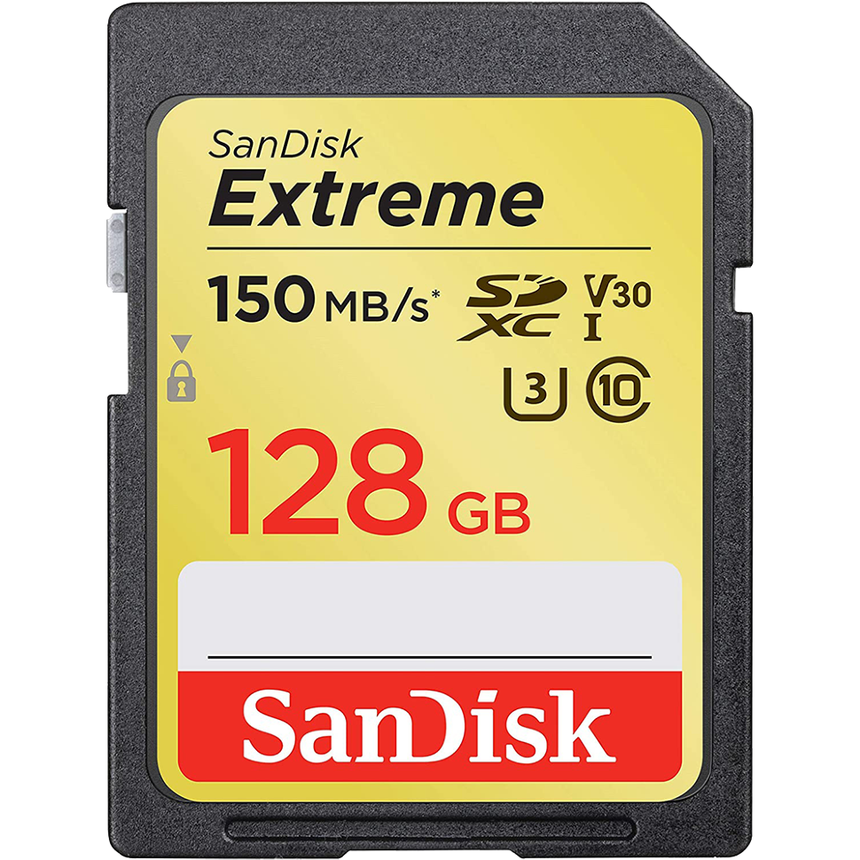 Карта памяти Sandisk Extreme SDXC Card 128GB V30 UHS-I U3 