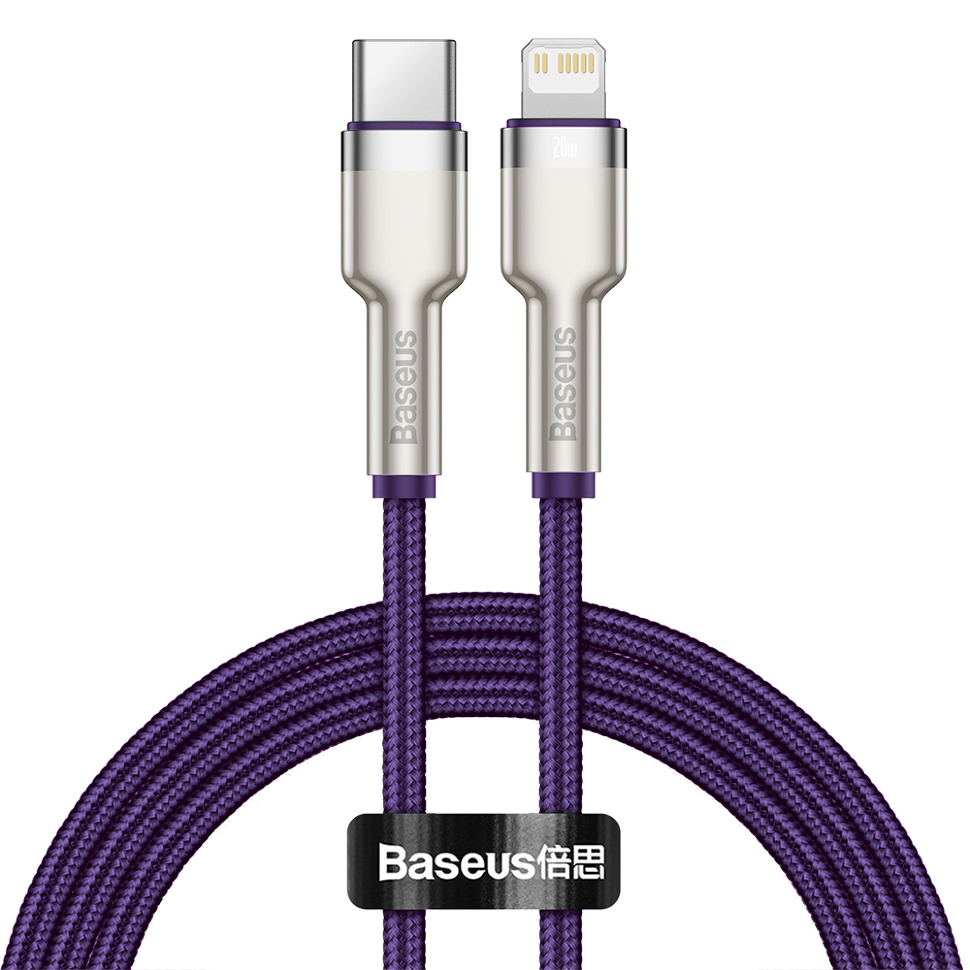 Кабель Baseus Cafule Metal Type-C - Lightning PD 20W 1м Фиолетовый 