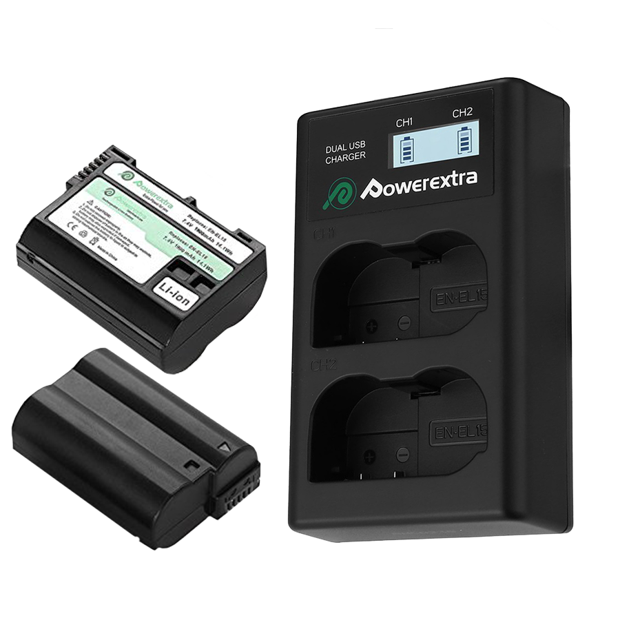 2 аккумулятора EN-EL15 + зарядное устройство Powerextra CO-7134 
