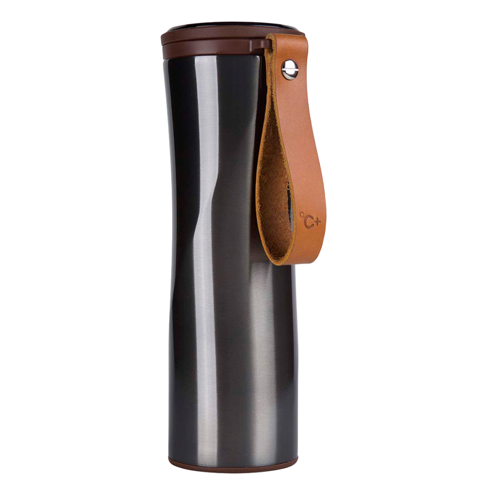 Термокружка Kiss Kiss Fish MOKA Smart Cup OLED 430мл Чёрная с кожаным ремешком 