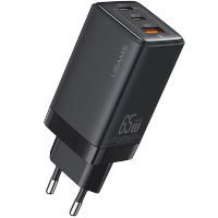 Артикул: 51475. Сетевой адаптер USAMS US-CC180 Sandru GaN 65W Чёрный