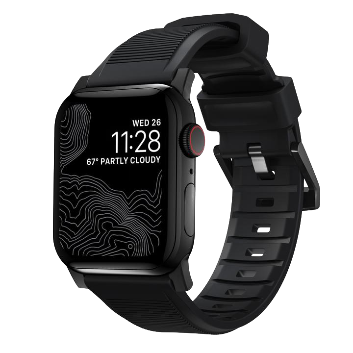 Ремешок Nomad Rugged Strap V.2 для Apple Watch 42/44 mm Черный с чёрной фурнитурой 