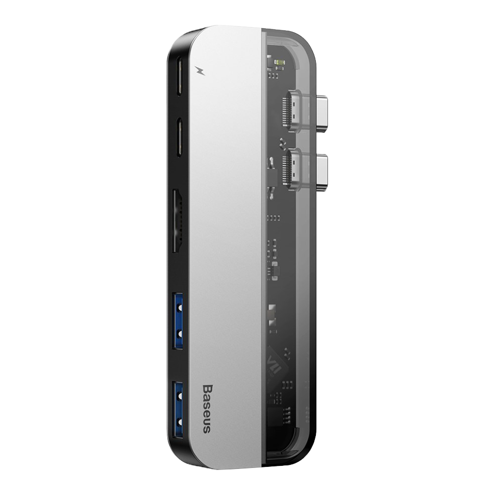Хаб Baseus Transparent Dual Type-C Серый 