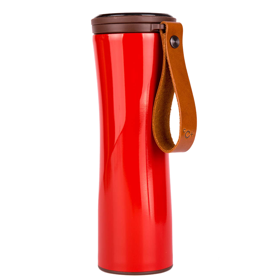 Термокружка Kiss Kiss Fish MOKA Smart Cup OLED 430мл Красная с кожаным ремешком 
