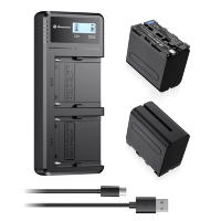 Артикул: 21276. 2 аккумулятора NP-F970 + зарядное устройство Powerextra SN-F970TPC-B (Type-C)