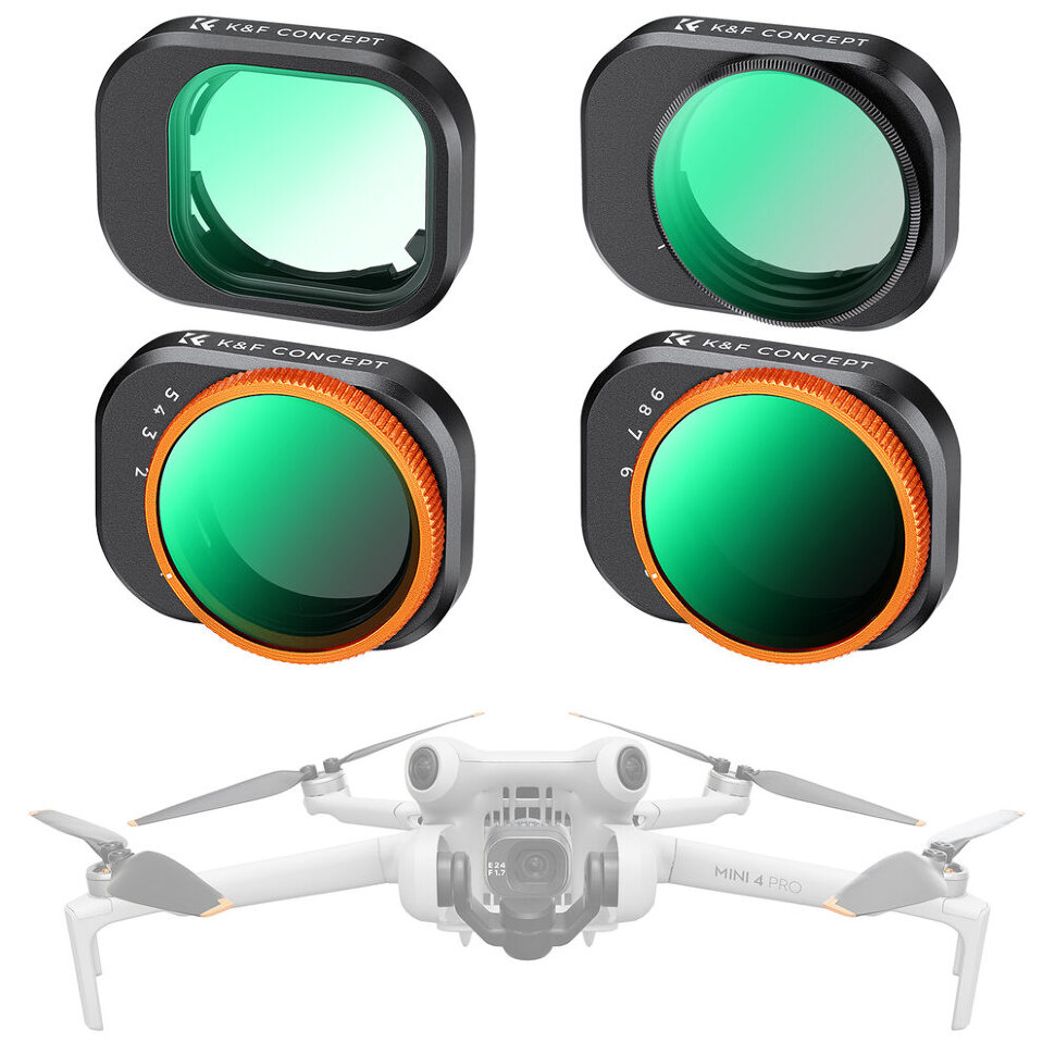 

Комплект светофильтров K&F Concept Nano-X VND + UV +CPL для DJI Mini 4 Pro (4шт) SKU.2083