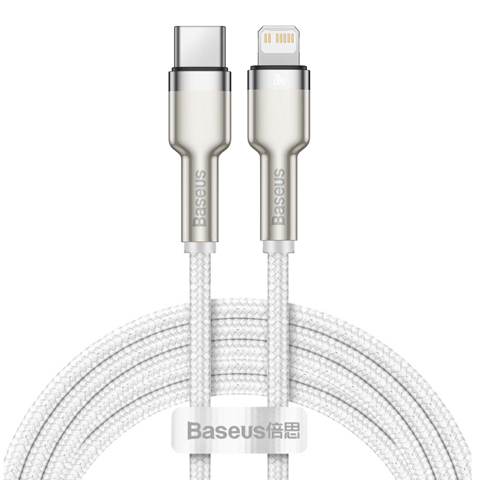 Кабель Baseus Cafule Metal Type-C - Lightning PD 20W 2м Белый 