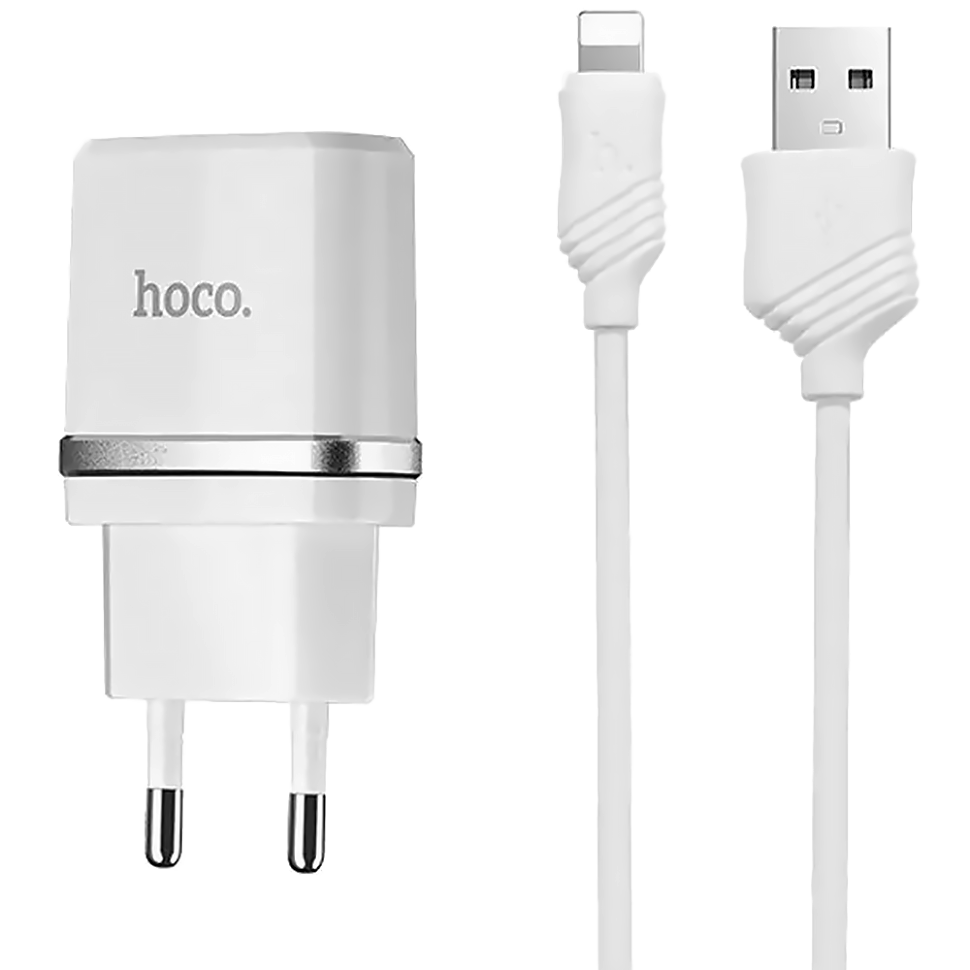 Сетевой адаптер HOCO C12 Smart Белый + кабель Lightning 1м 