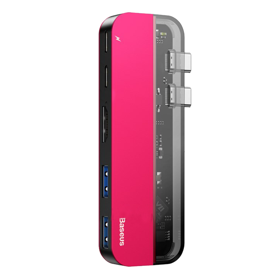 Хаб Baseus Transparent Dual Type-C Красный 