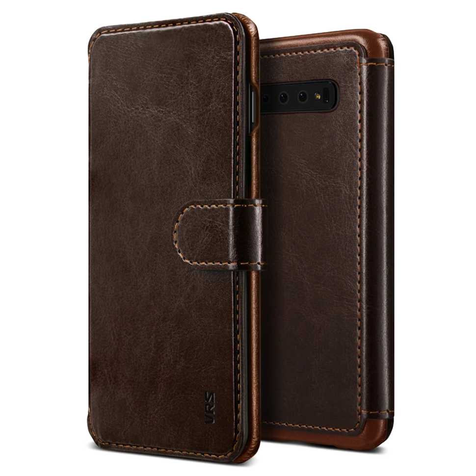 Чехол VRS Design Layered Dandy для Galaxy S10 PLUS Dark Brown 