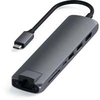 Артикул: 23479. Хаб Satechi Type-C Slim Multiport + Ethernet Adapter Серый космос