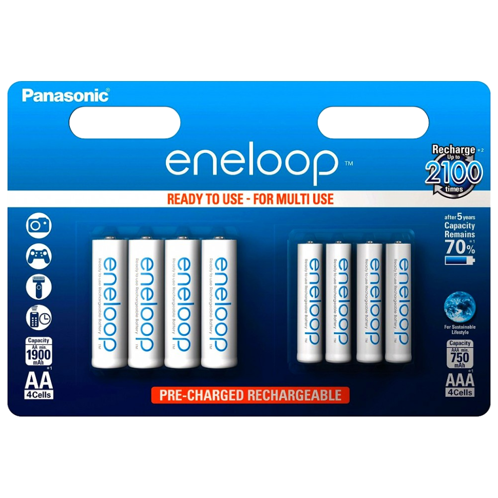 Комплект аккумуляторных батарей Panasonic eneloop BK-KJMCCE44E (4 AAA + 4 AA) 
