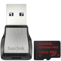 Артикул: 21482. Карта памяти SanDisk Extreme Pro microSDXC 128 Гб UHS-II Class 3 (U3) + USB adapter