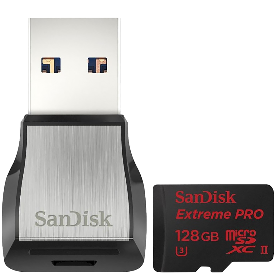 Карта памяти SanDisk Extreme Pro microSDXC 128 Гб UHS-II Class 3 (U3) + USB adapter 
