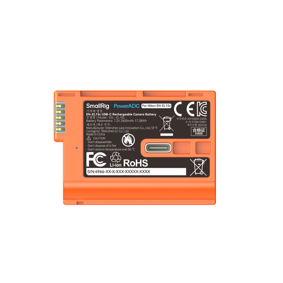 

Аккумулятор SmallRig 4966 EN-EL15c Type-C Оранжевый