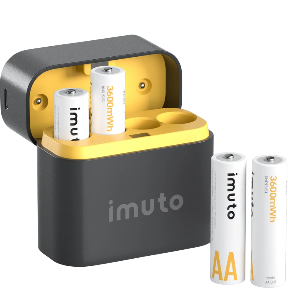 4 аккумуляторные батарейки Imuto AA 3600 mWh + зарядный кейс 