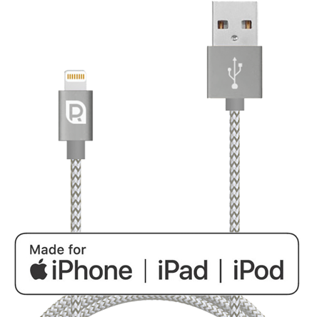 Кабель REQUIRED Braided MFI Lightning - USB Графит 