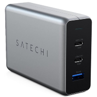 Артикул: 23485. Зарядное устройство Satechi Compact Charger GaN Power (Type-C 100 Вт, USB 12 Вт) Серый космос
